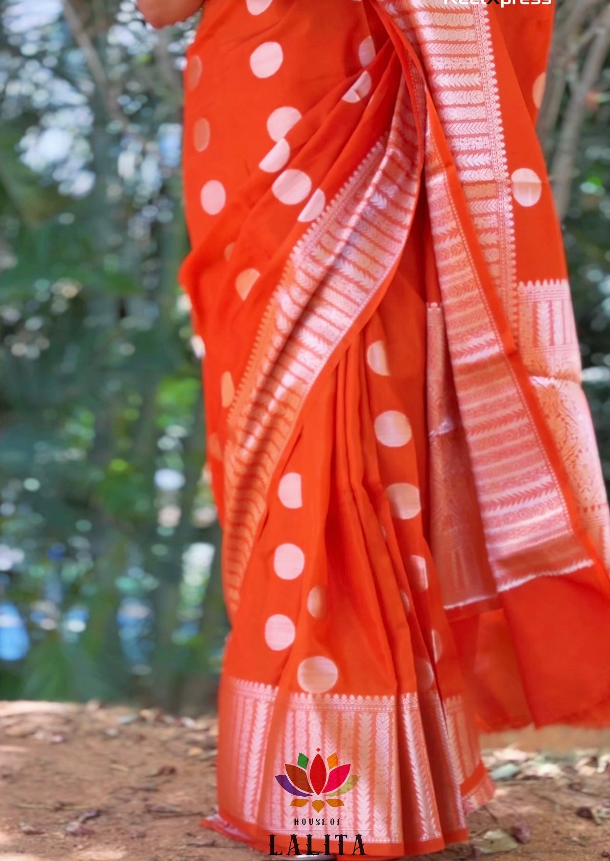 Orange pure Banarasi viscose saree