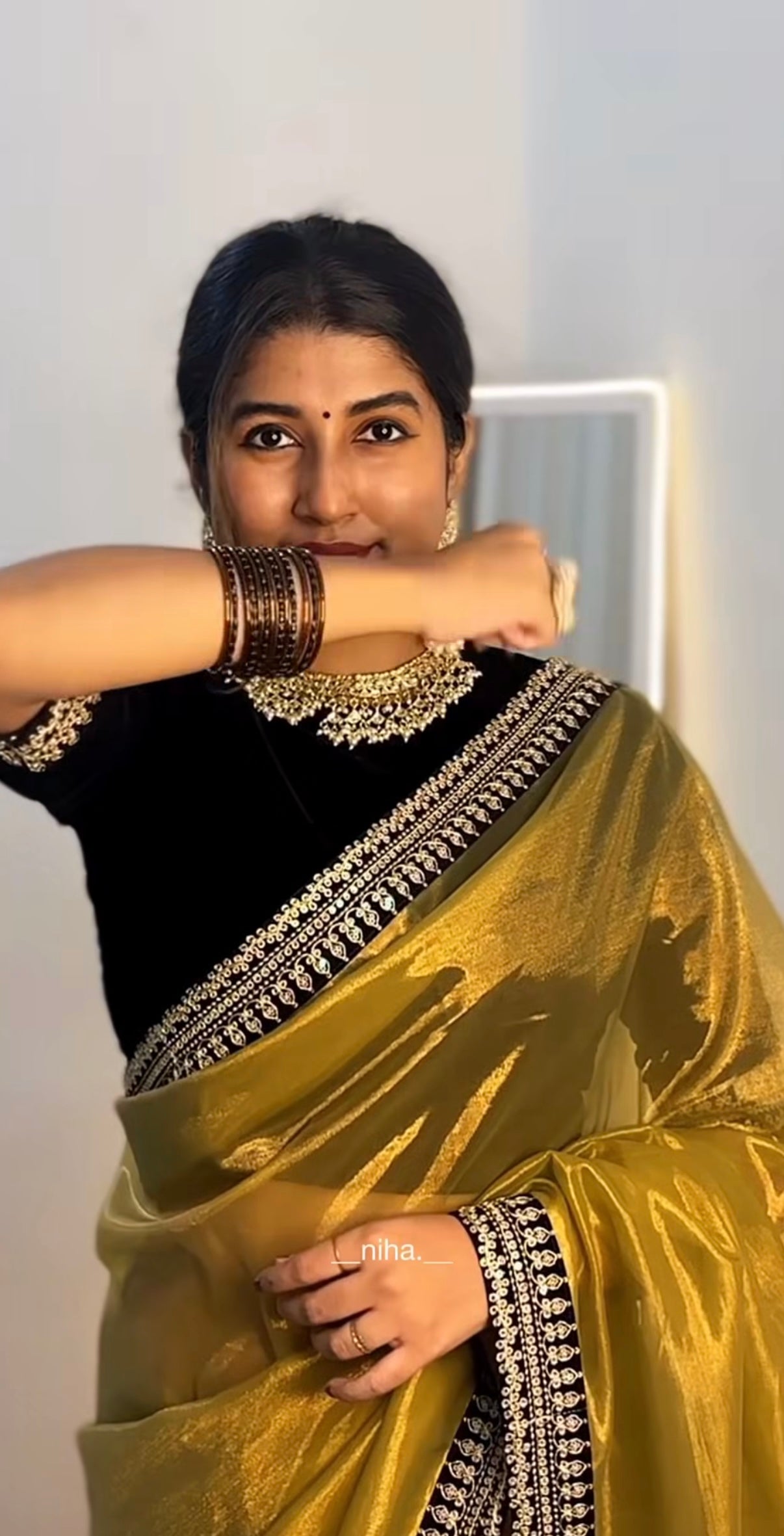 Deepika inspired Gold and black saree