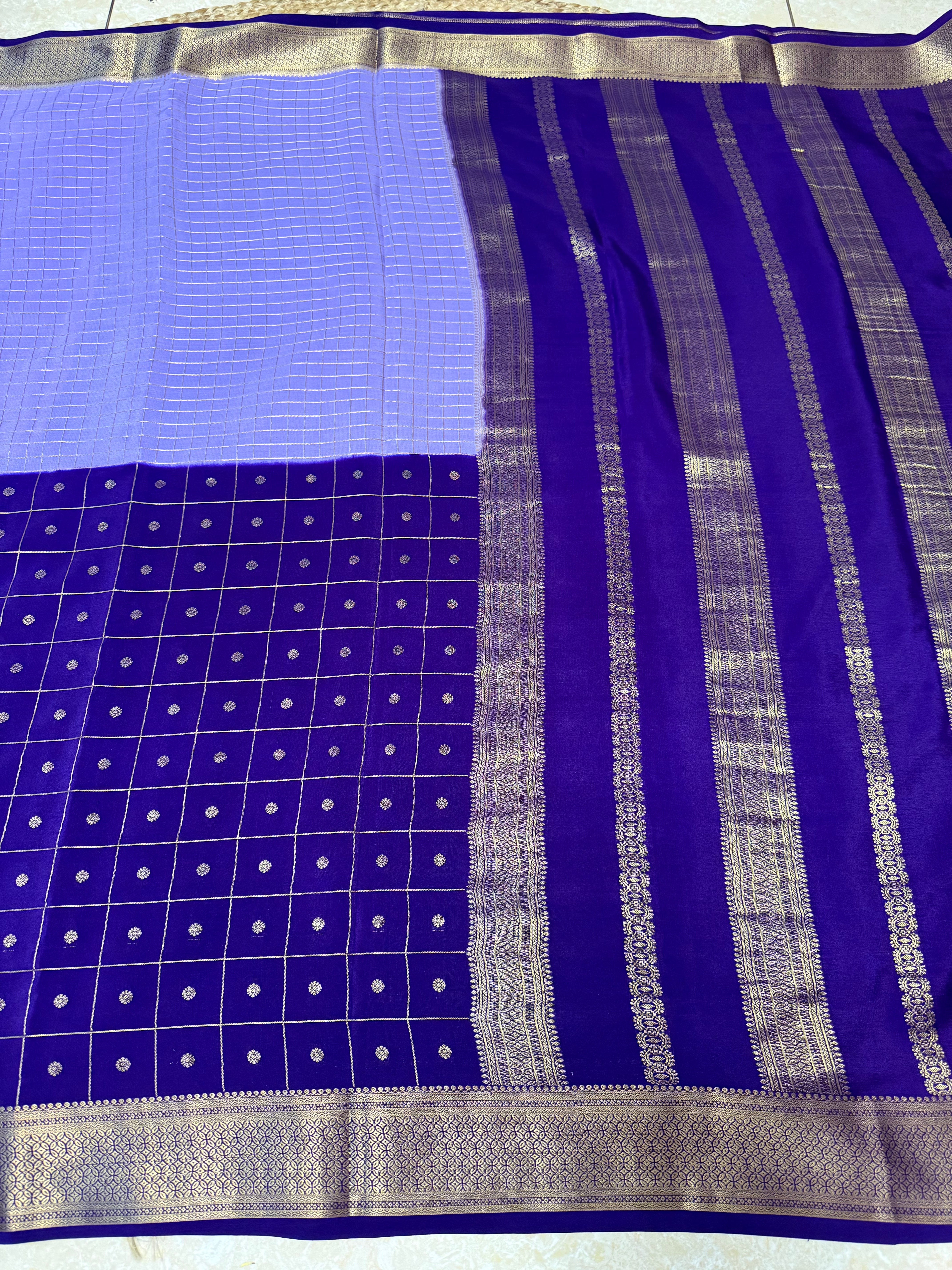 Lavender half and half Pure Mysore silk saree