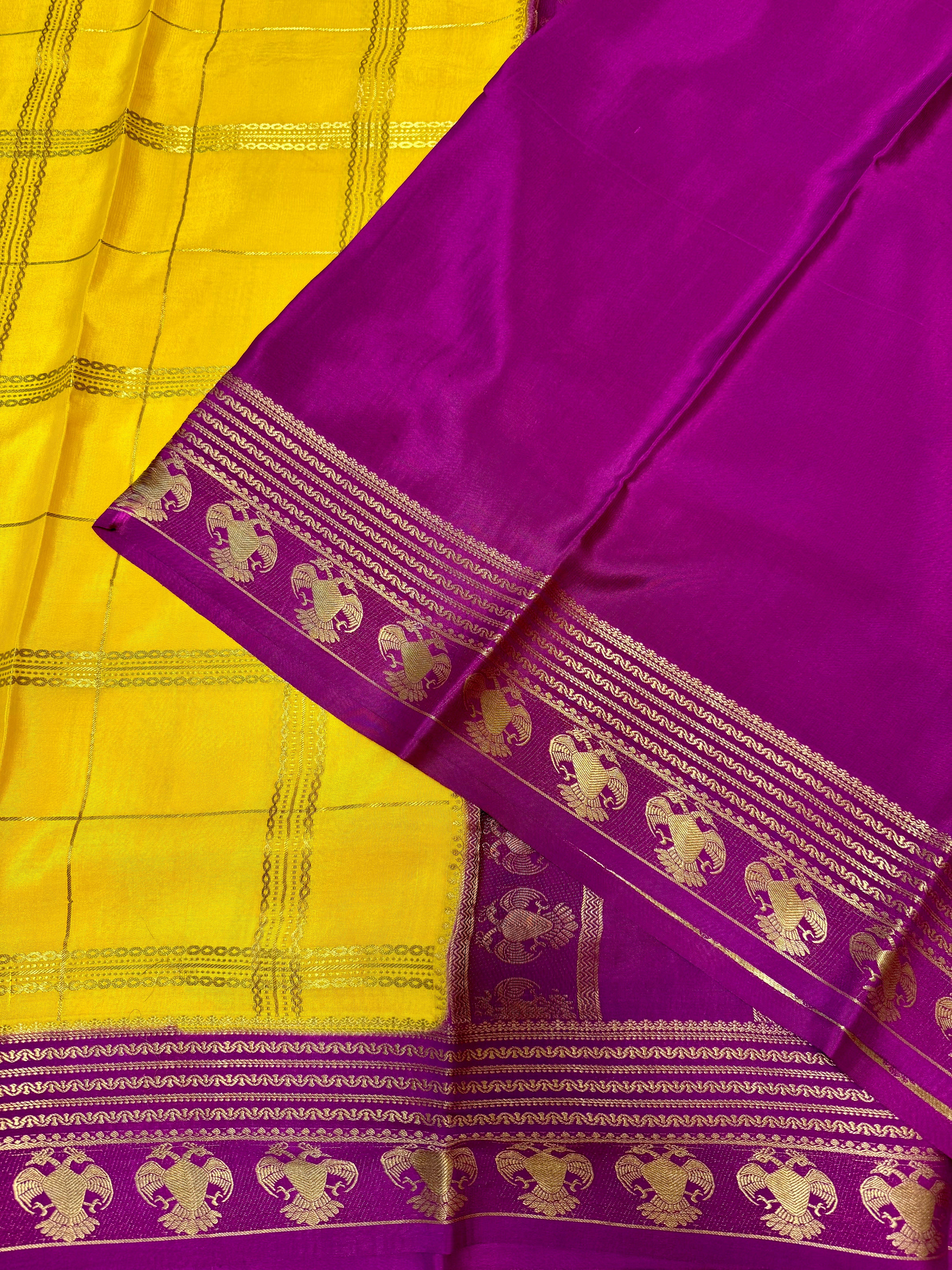 Yellow Pure Mysore Silk Saree