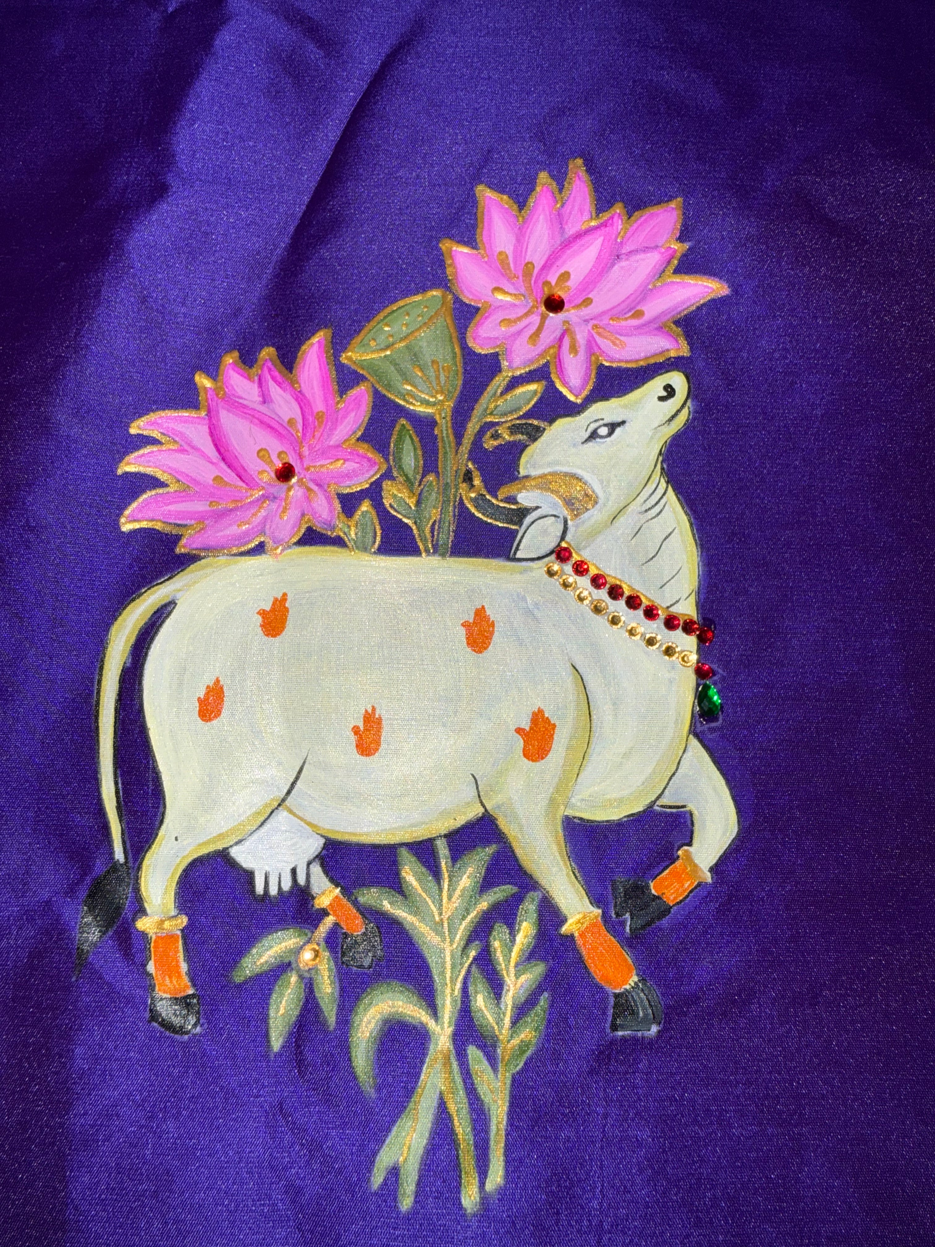 Blouse Hand painted Tanjore - unstitched