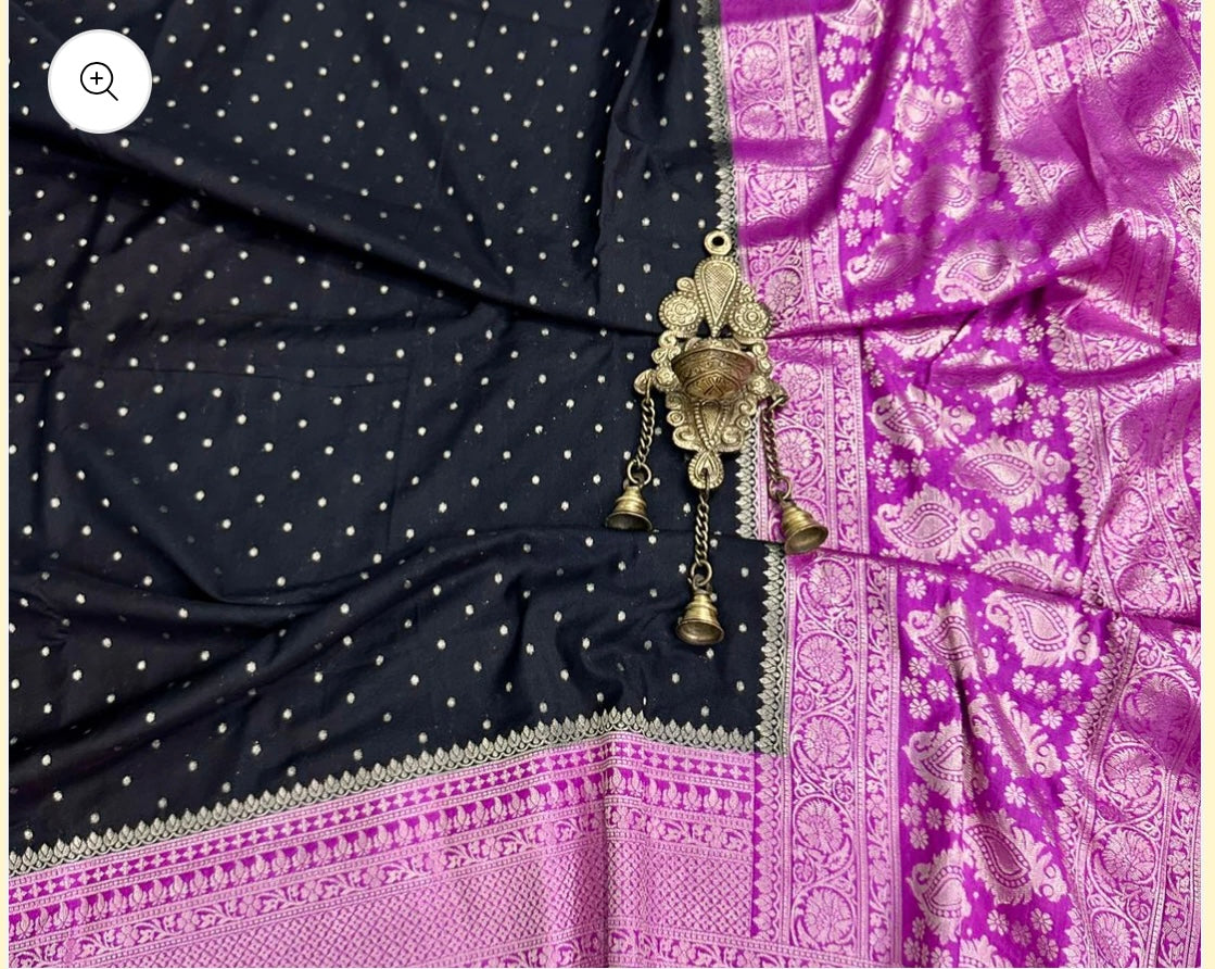 Black pink georgette saree