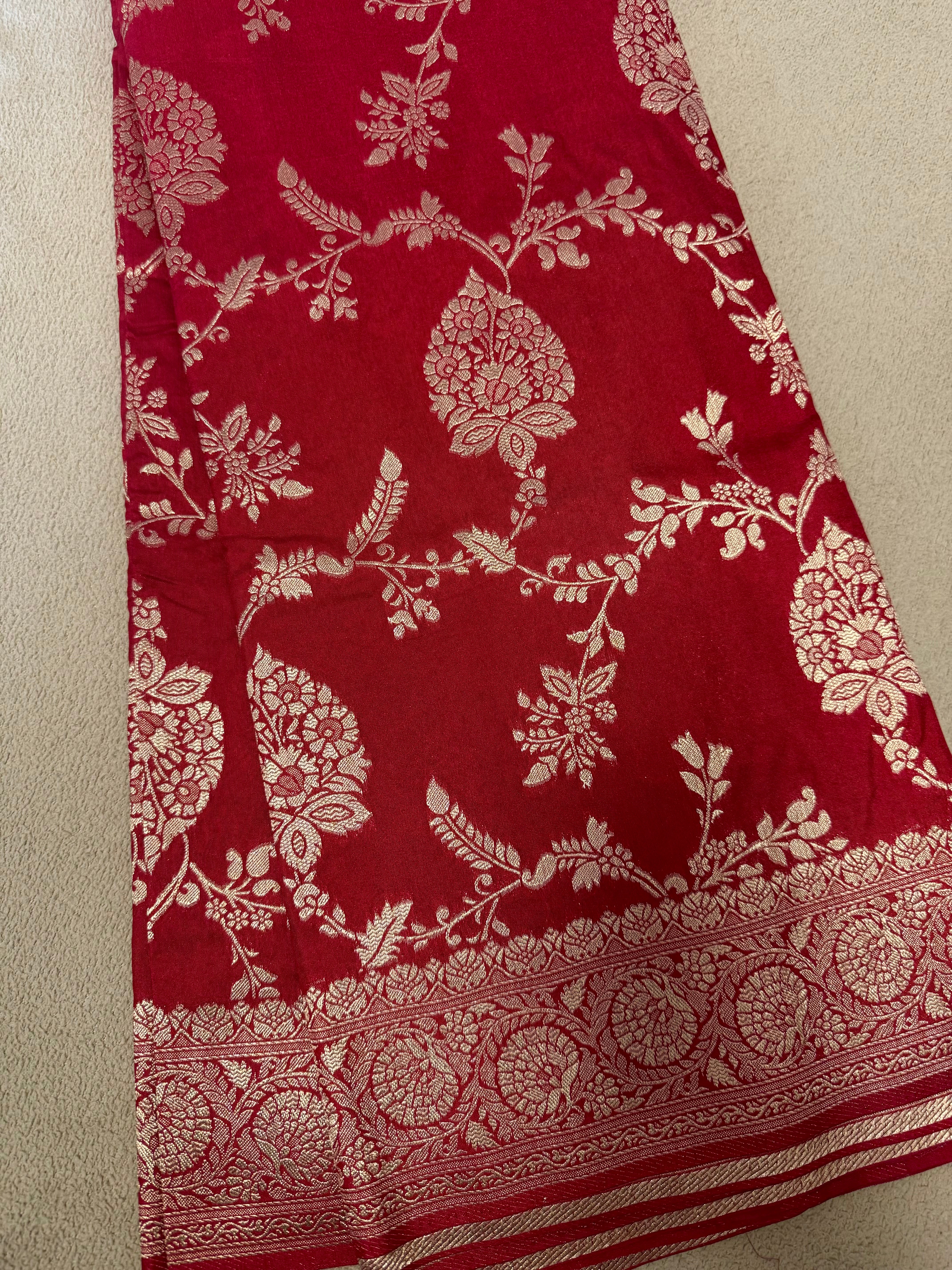 Red Jal design Banarasi saree