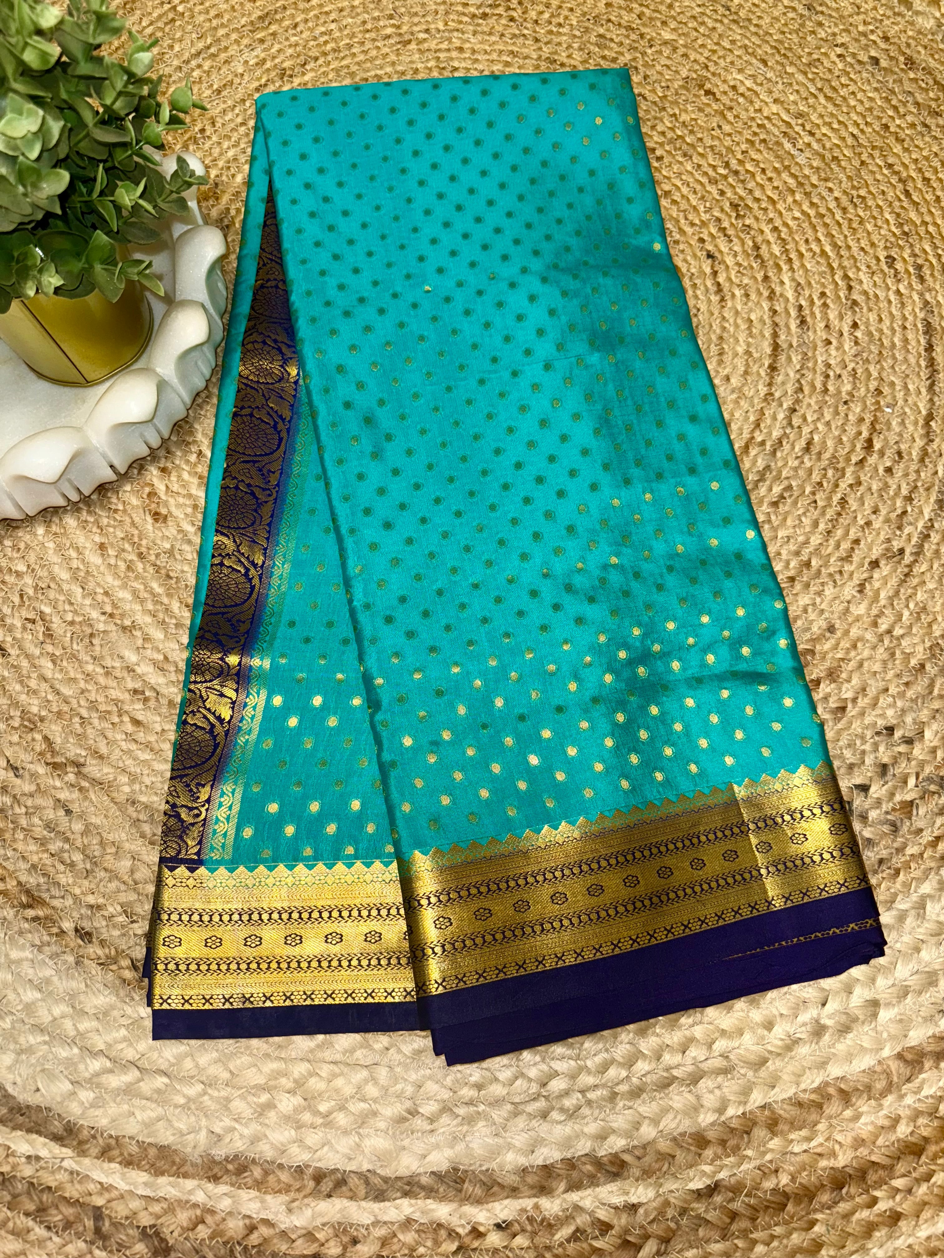 Blue Butta Pure Mysore silk Saree