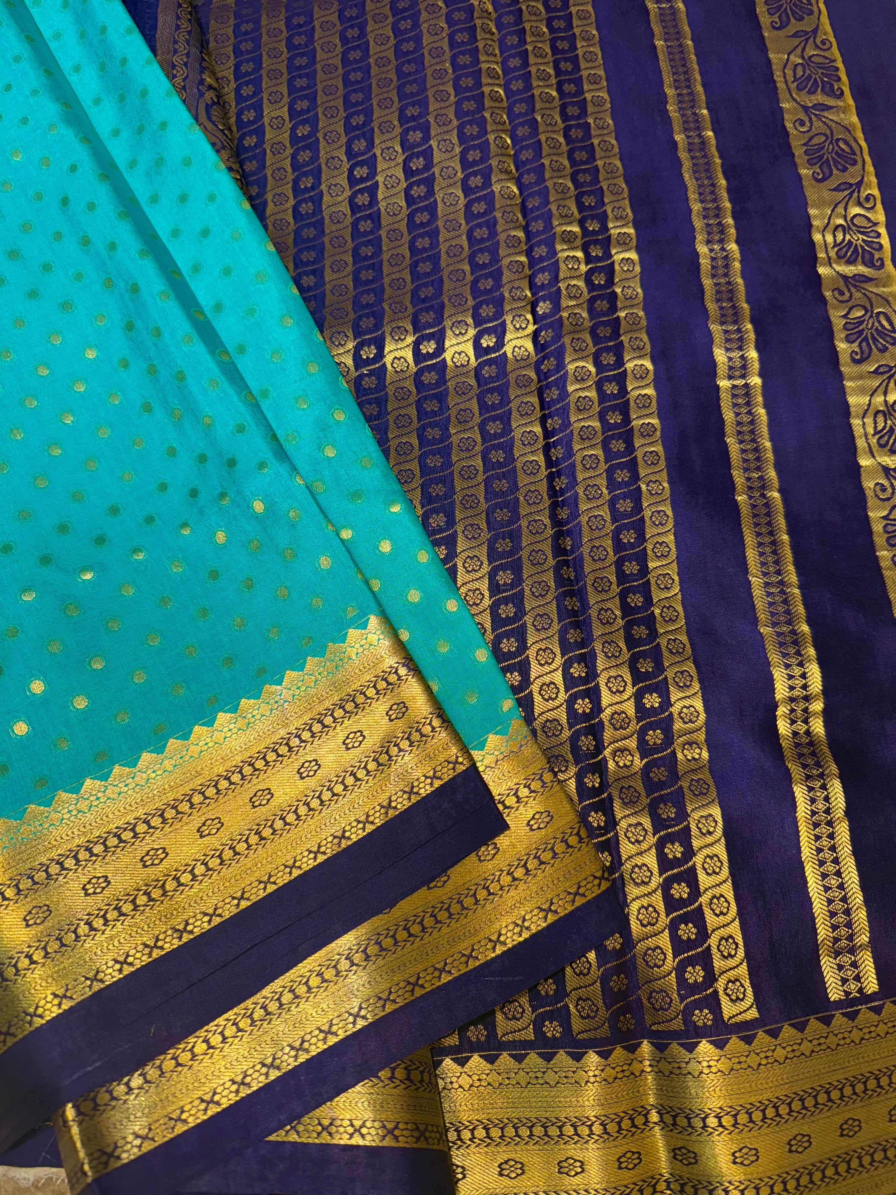 Blue Butta Pure Mysore silk Saree