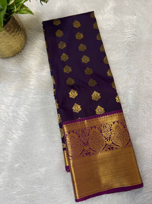 Kanchi Silk Purple with Gold Motifs