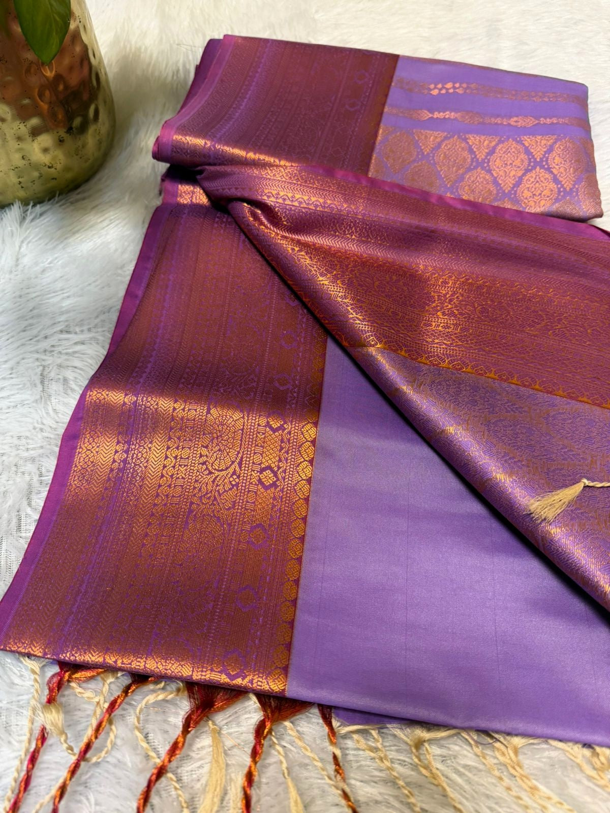 Lavender with Rose Gold Stripe Saree