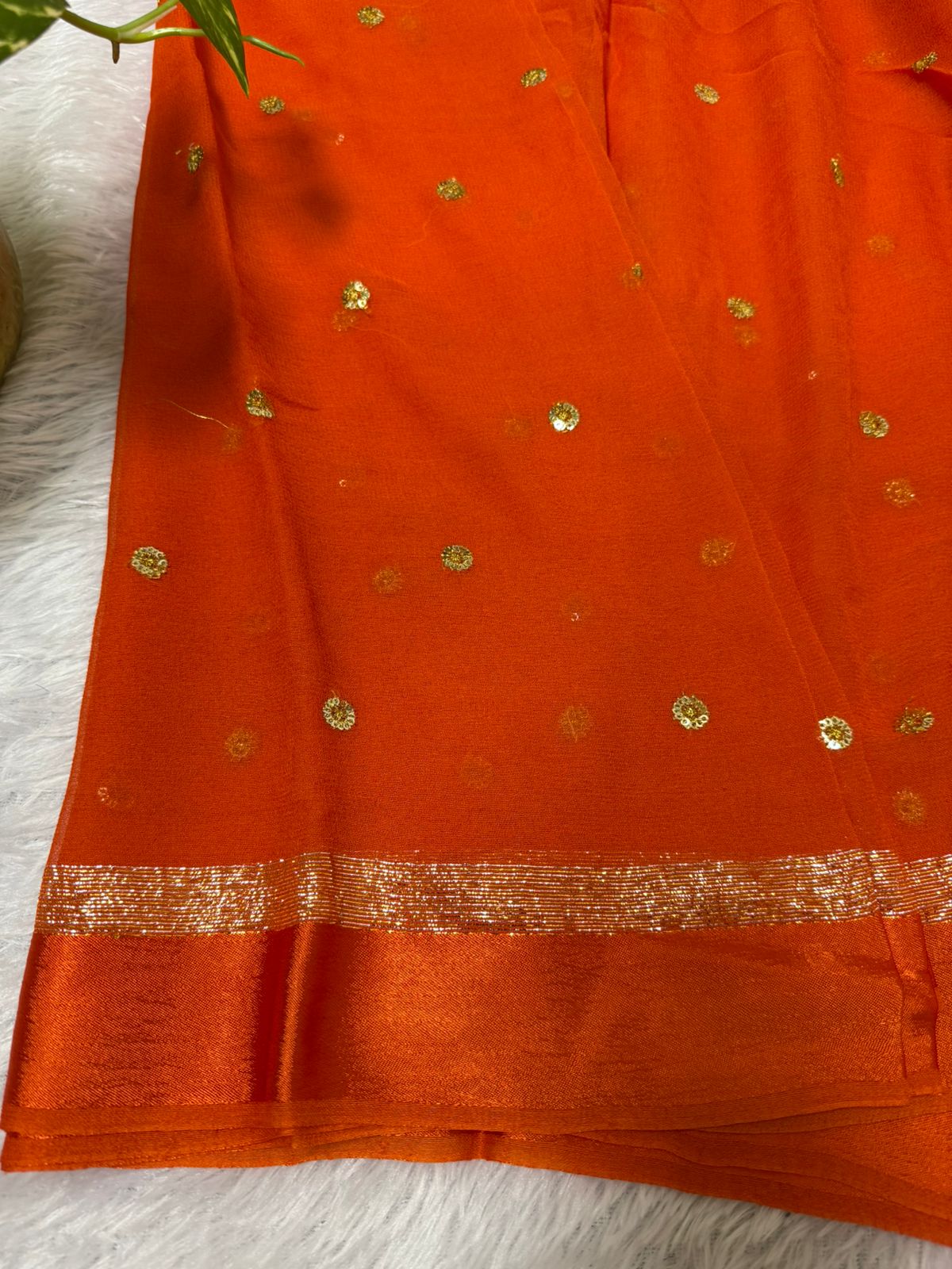 Orange with Gold embroidery butta