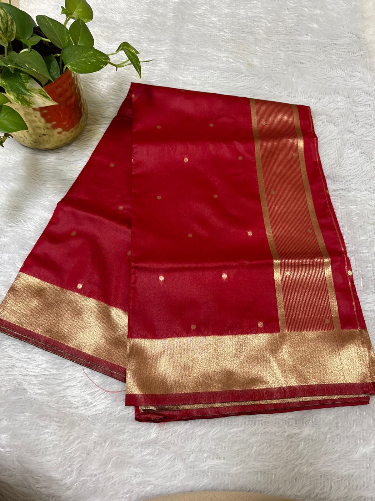 NayanaTara Red Saree with Butta