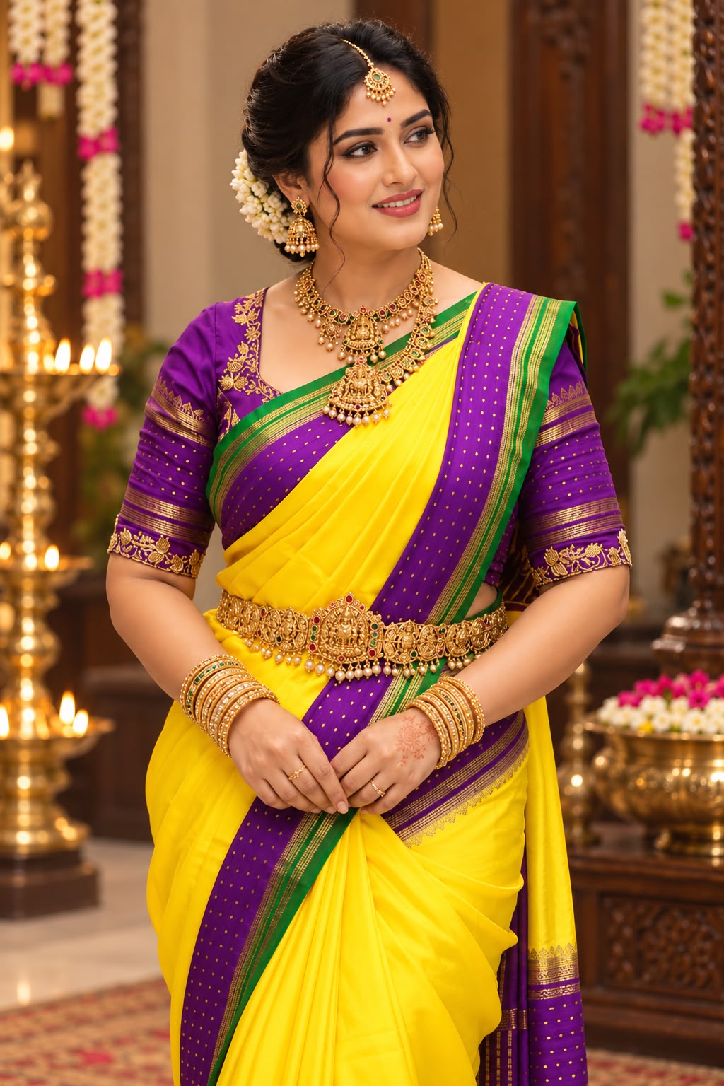 Pure Mysore Silk 3D Nalme Border