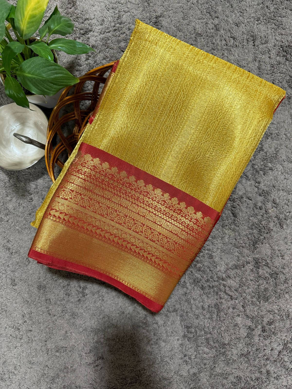 yellow tissue silk saree
