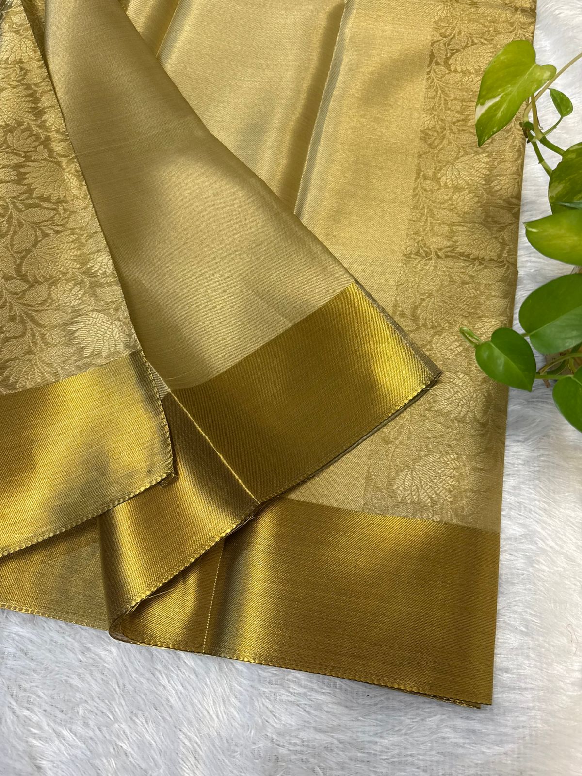 Gold tissue saree celebrity inspired