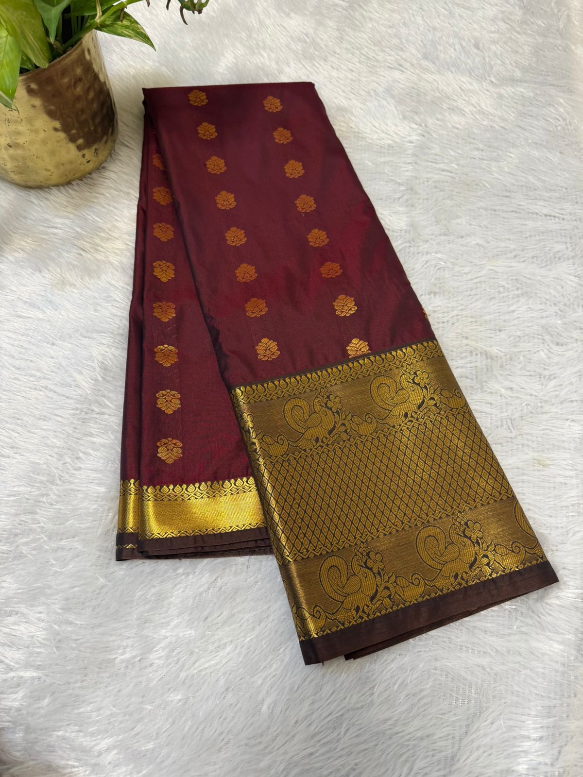 Kanchi Silk Brown with Gold Motifs (Copy)