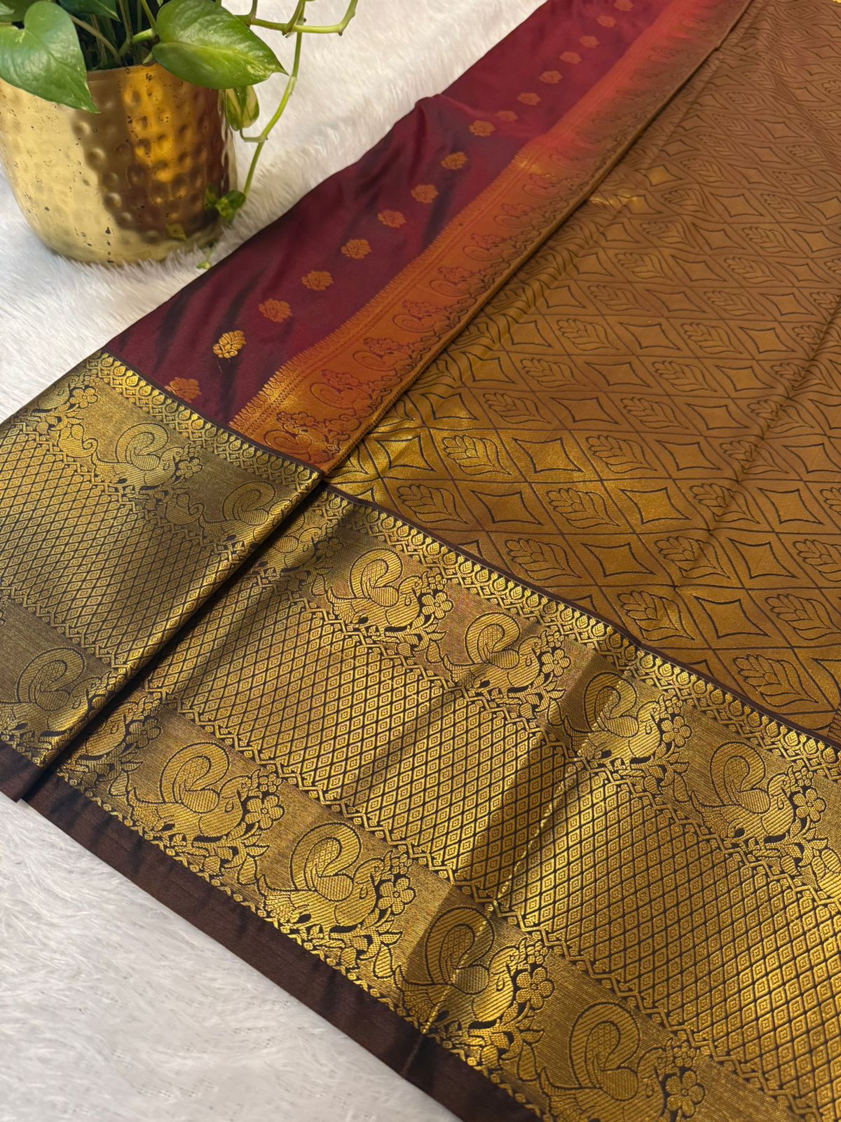 Kanchi Silk Brown with Gold Motifs (Copy)