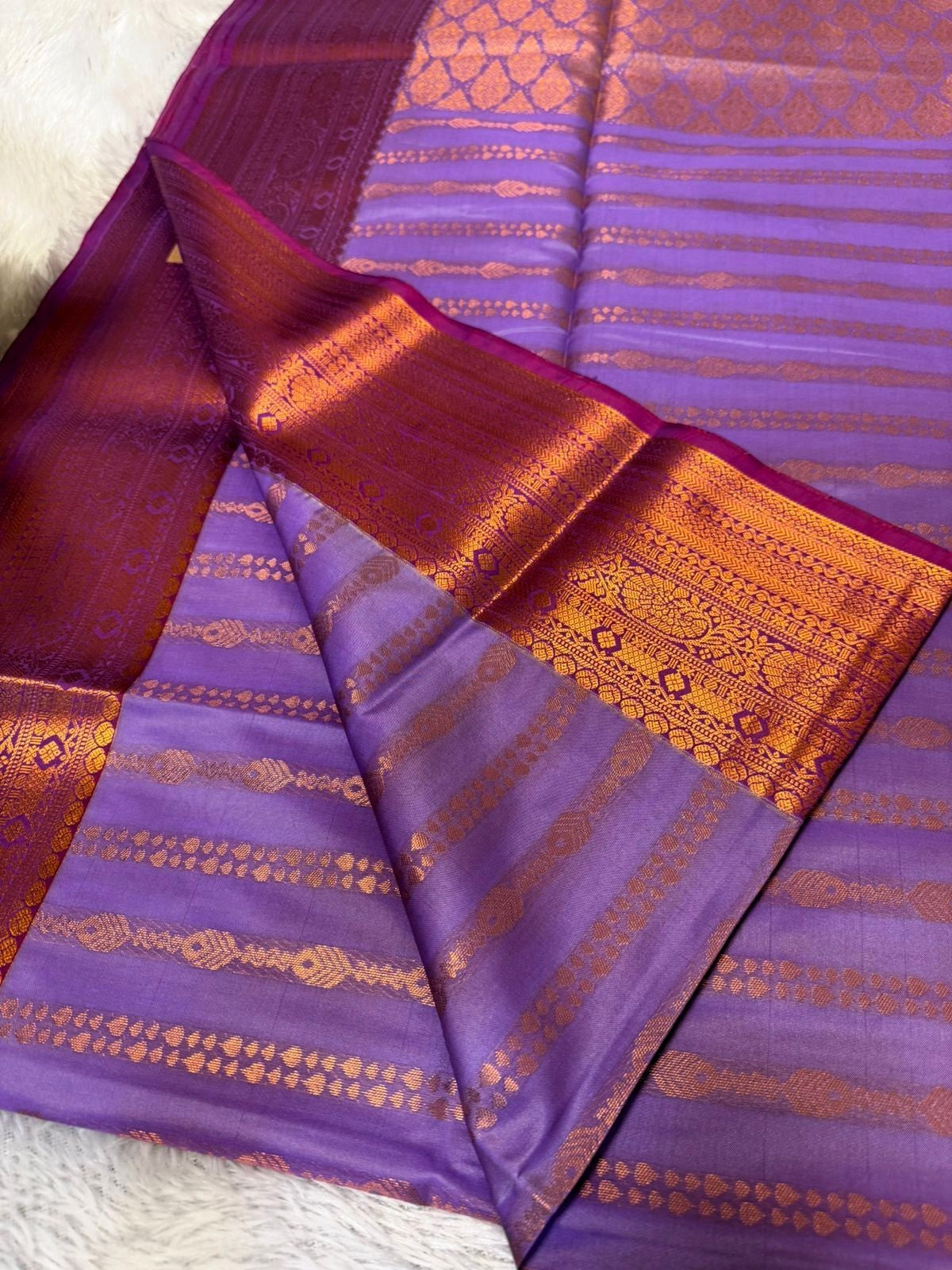Lavender with Rose Gold Stripe Saree