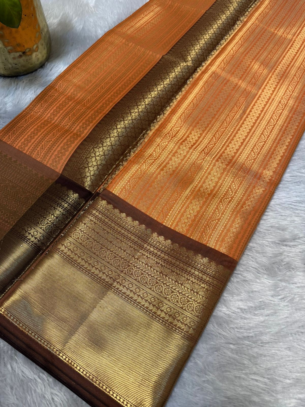 Tissue Silk in Peach and Brown