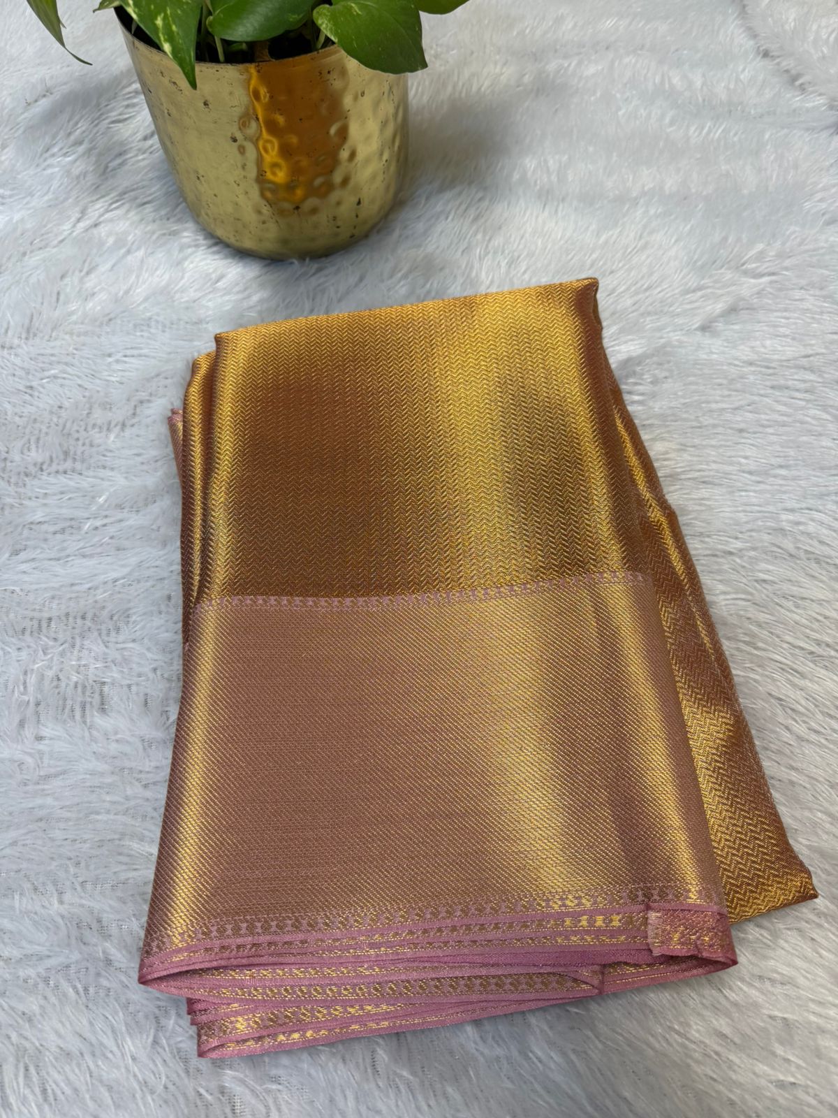 pink Celebrity inspired tissue saree