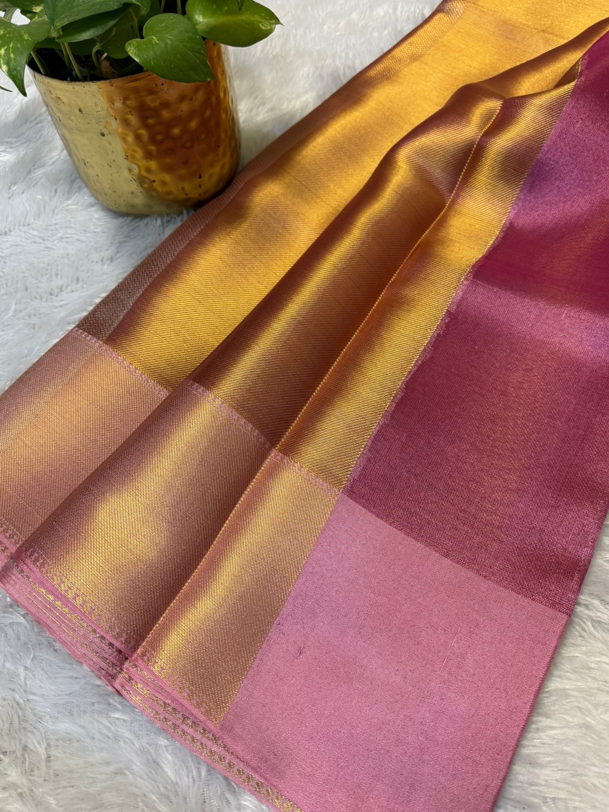 pink Celebrity inspired tissue saree