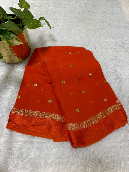 Orange with Gold embroidery butta