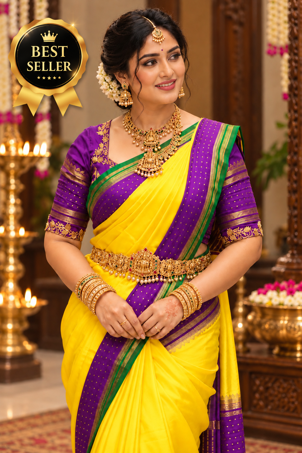 Pure Mysore Silk 3D Nalme Border