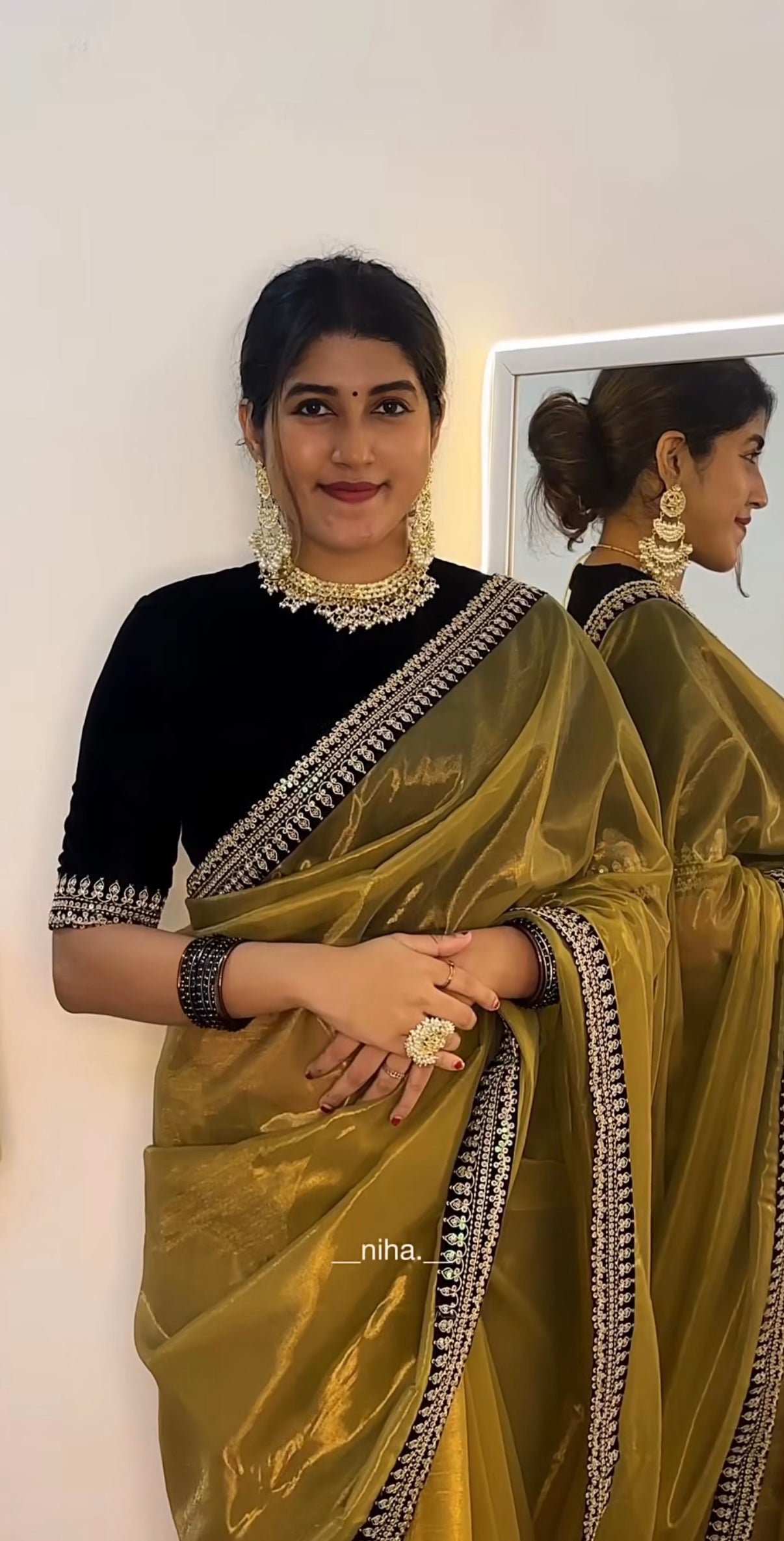 Deepika inspired Gold and black saree