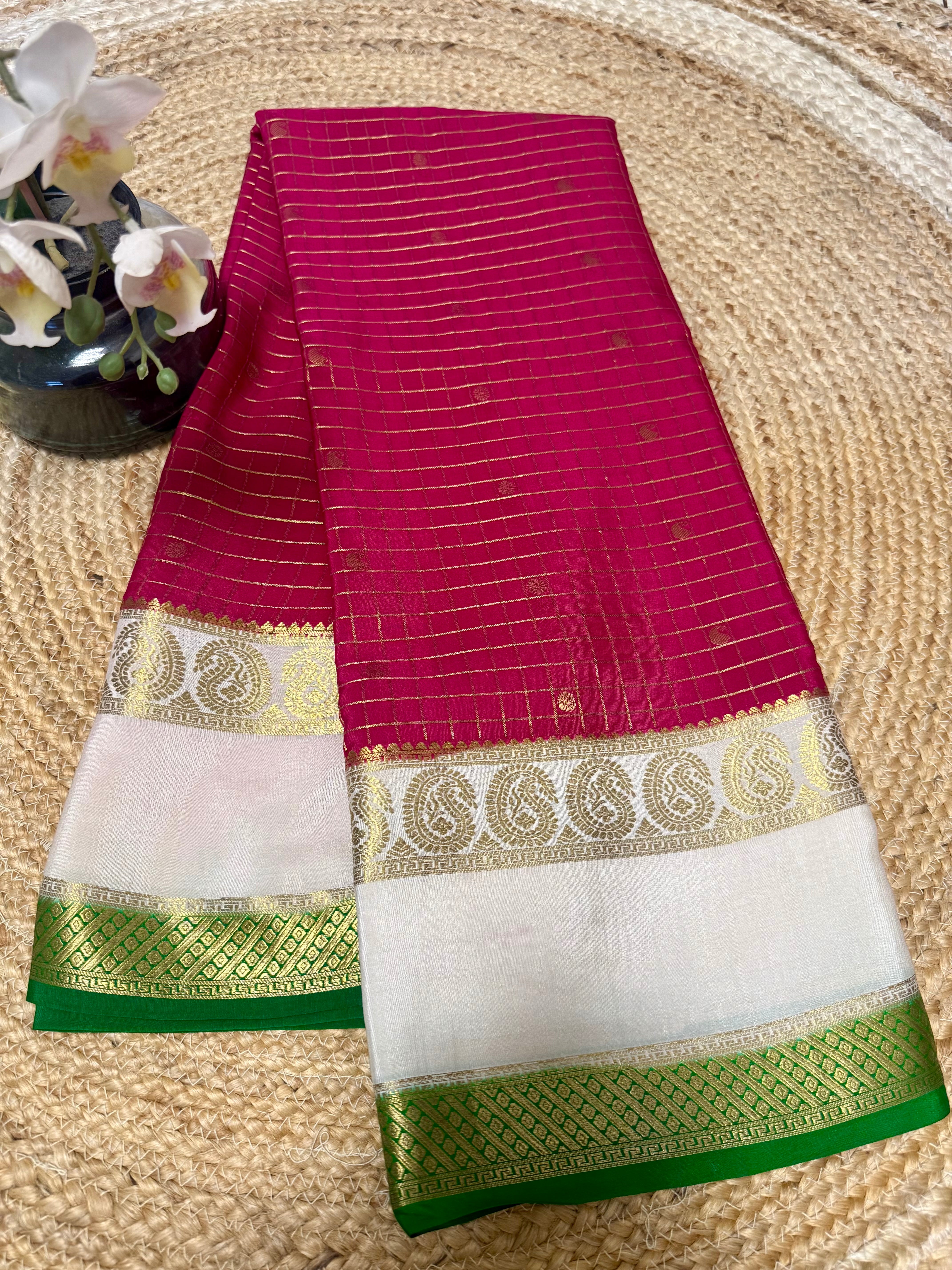 3D Pink, Cream and Green checks with Mango border