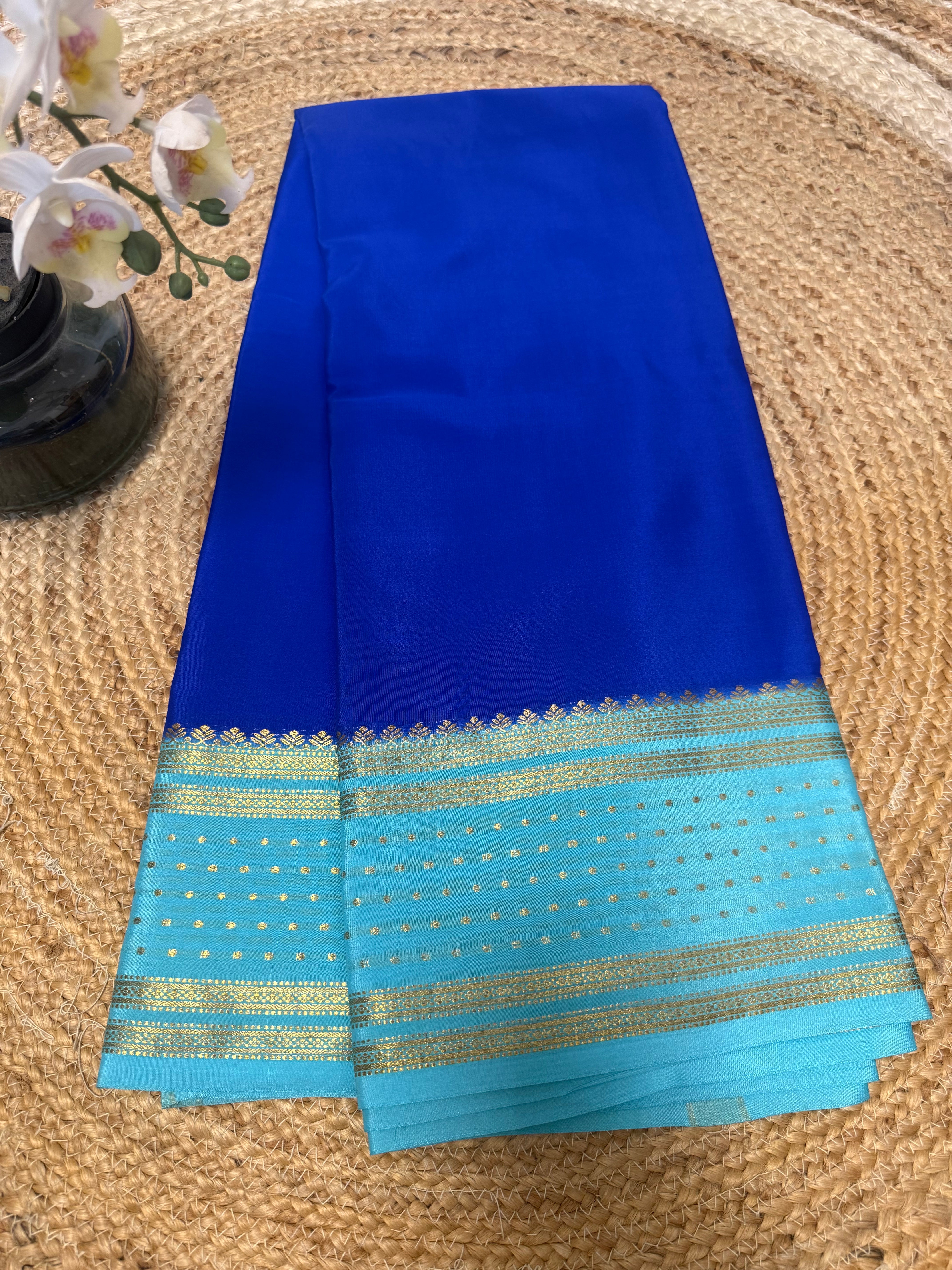 Blue Nalme Border Pure Mysore Silk saree