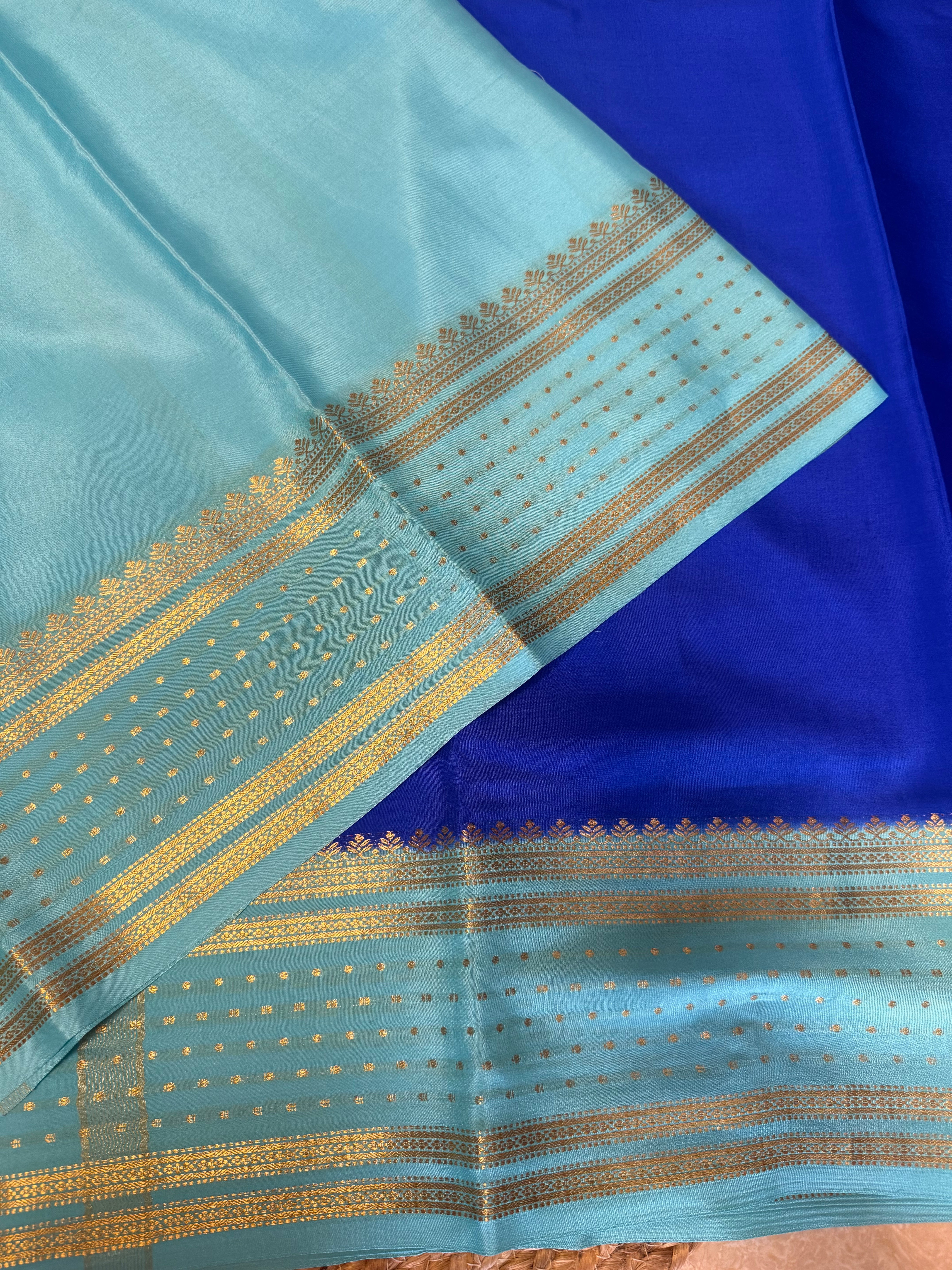 Blue Nalme Border Pure Mysore Silk saree