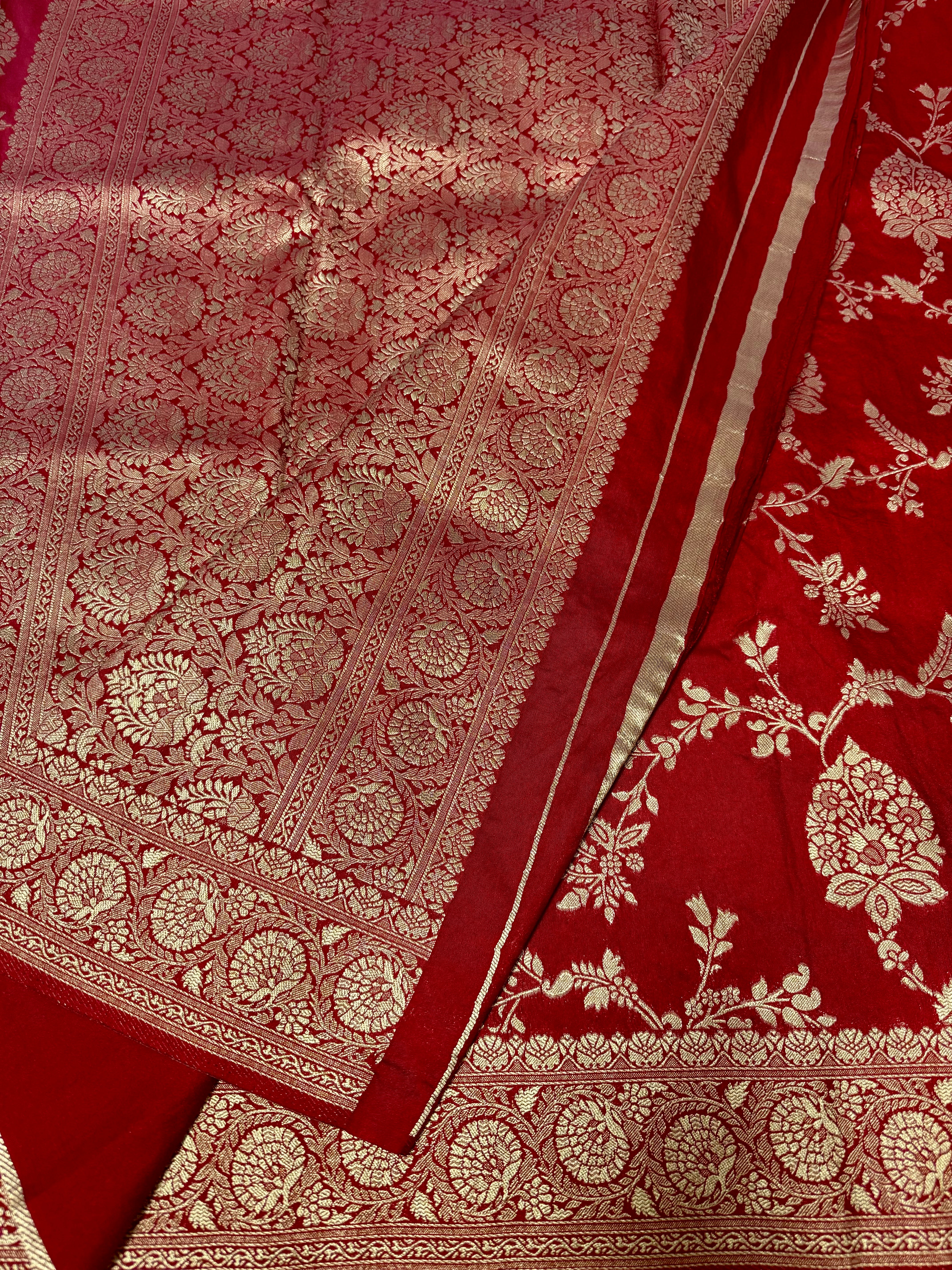 Red Jal design Banarasi saree