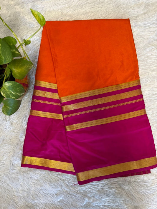 Orange Pink Semi Crepe silk
