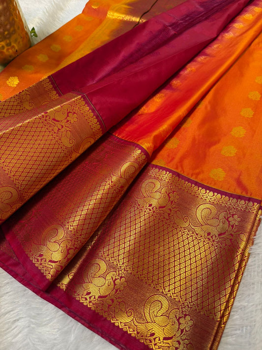 Kanchi Silk Orange with Gold Motifs (Copy) (Copy)