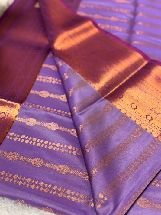 Lavender with Rose Gold Stripe Saree
