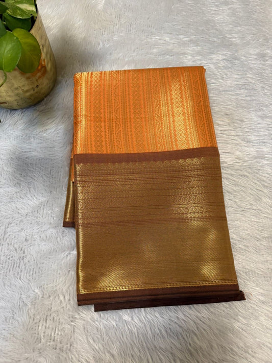 Tissue Silk in Peach and Brown