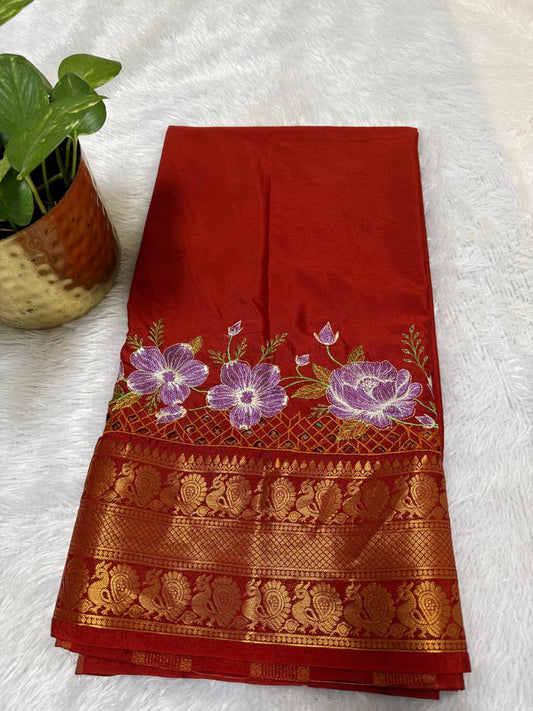 Crepe silk with embroidery