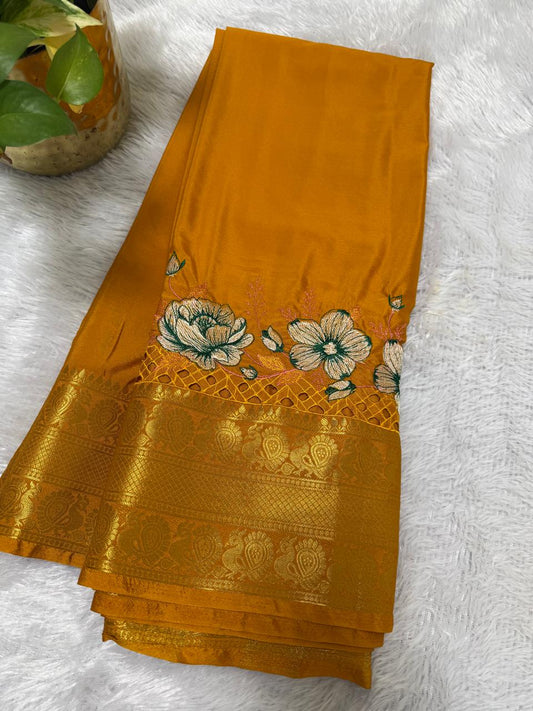Semi Crepe Silk with embroidery