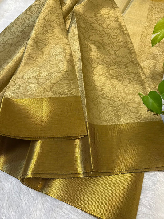 Gold tissue saree celebrity inspired