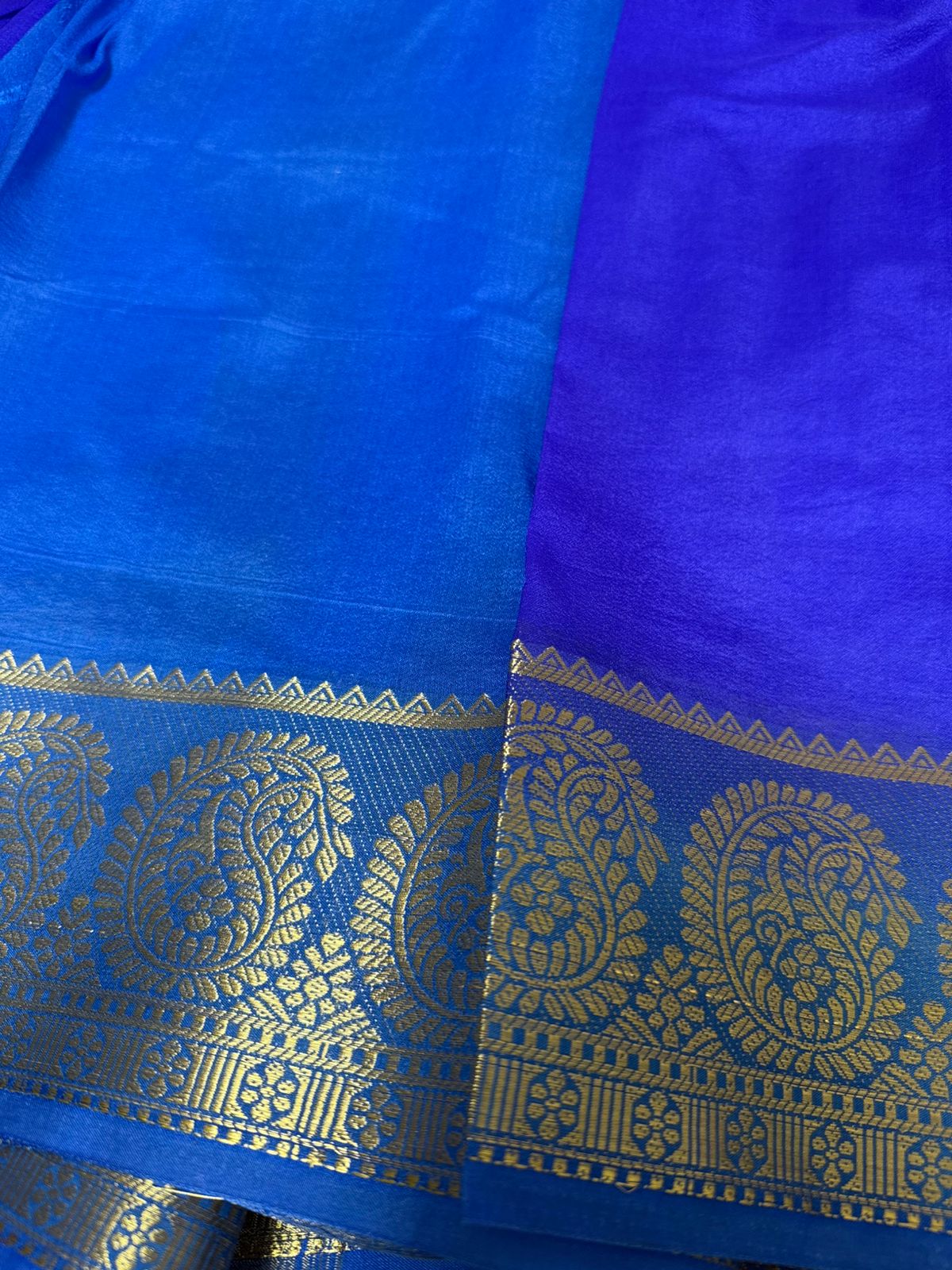 Blue with Antique gold Mango design