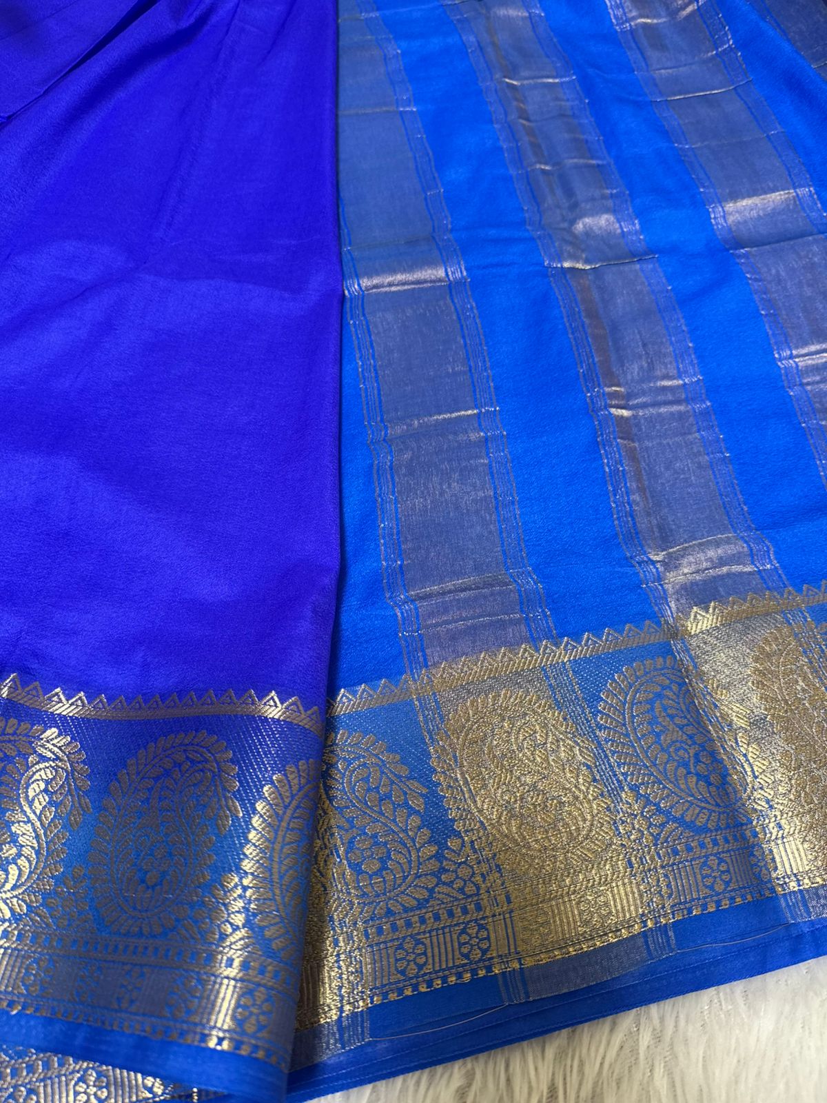 Blue with Antique gold Mango design